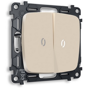 Изображение товара Комплект механизма встраиваемый Ambrella Volt 2-клавишного проходного выключателя с подсветкой 5600K OMEGA MO324035 Бежевый матовый QUANT