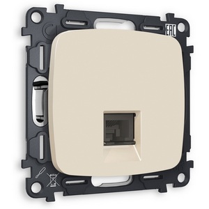Изображение товара Комплект механизма встраиваемый Ambrella Volt компьютерной розетки OMEGA MO332010 Бежевый матовый RJ-45(8P8C) CAT6 с защитной шторкой QUANT