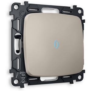 Изображение товара Комплект механизма встраиваемый Ambrella Volt 1-клавишного проходного выключателя с подсветкой 10000K OMEGA MO362040 Серо-бежевый матовый QUANT