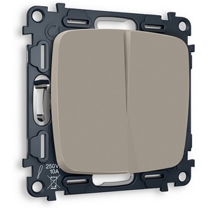 Изображение товара Комплект механизма встраиваемый Ambrella Volt 2-клавишного проходного выключателя OMEGA MO363020 Серо-бежевый матовый QUANT