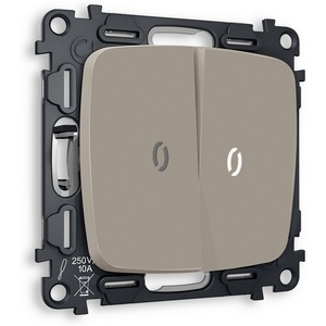 Изображение товара Комплект механизма встраиваемый Ambrella Volt 2-клавишного выключателя с подсветкой 5600K OMEGA MO364015 Серо-бежевый матовый QUANT