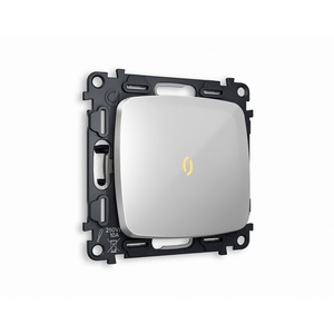 Изображение товара Комплект механизма встраиваемый Ambrella Volt 1-клавишного проходного выключателя с подсветкой 3200K OMEGA MO402030 Серебро глянец QUANT