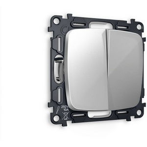 Изображение товара Комплект механизма встраиваемый Ambrella Volt 2-клавишного проходного выключателя OMEGA MO403020 Серебро глянец QUANT