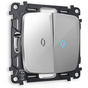 Изображение товара Комплект механизма встраиваемый Ambrella Volt 2-клавишного выключателя с подсветкой 10000K OMEGA MO404020 Серебро глянец QUANT