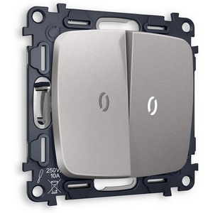Изображение товара Комплект механизма встраиваемый Ambrella Volt 2-клавишного выключателя с подсветкой 5600K OMEGA MO504015 Сталь матовый QUANT