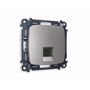 Изображение товара Комплект механизма встраиваемый Ambrella Volt компьютерной розетки OMEGA MO512010 Сталь матовый RJ-45(8P8C) CAT6 с защитной шторкой QUANT