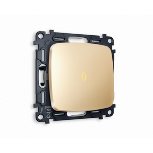 Изображение товара Комплект механизма встраиваемый Ambrella Volt 1-клавишного проходного выключателя с подсветкой 3200K OMEGA MO602030 Шампань QUANT