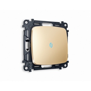 Изображение товара Комплект механизма встраиваемый Ambrella Volt 1-клавишного проходного выключателя с подсветкой 10000K OMEGA MO602040 Шампань QUANT