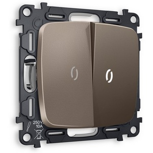 Изображение товара Комплект механизма встраиваемый Ambrella Volt 2-клавишного проходного выключателя с подсветкой 5600K OMEGA MO634035 Темная бронза матовый QUANT