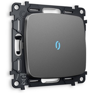 Изображение товара Комплект механизма встраиваемый Ambrella Volt 1-клавишного проходного выключателя с подсветкой 10000K OMEGA MO652040 Антрацит серый QUANT