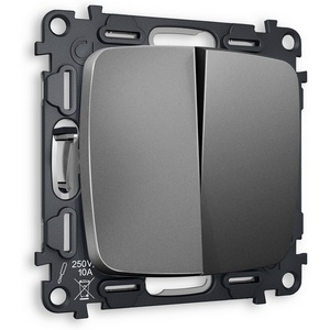 Изображение товара Комплект механизма встраиваемый Ambrella Volt 2-клавишного проходного выключателя OMEGA MO653020 Антрацит серый QUANT