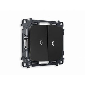 Изображение товара Комплект механизма встраиваемый Ambrella Volt 2-клавишного проходного выключателя с подсветкой 5600K OMEGA MO804035 Черный матовый QUANT