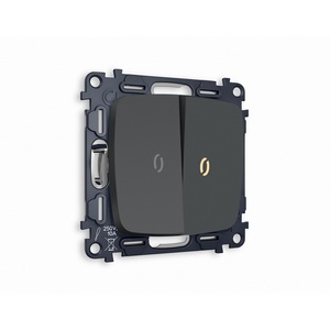 Изображение товара Комплект механизма встраиваемый Ambrella Volt 2-клавишного проходного выключателя с подсветкой 3200K OMEGA MO904030 Графит мягкое касание QUANT