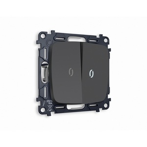 Изображение товара Комплект механизма встраиваемый Ambrella Volt 2-клавишного проходного выключателя с подсветкой 5600K OMEGA MO904035 Графит мягкое касание QUANT