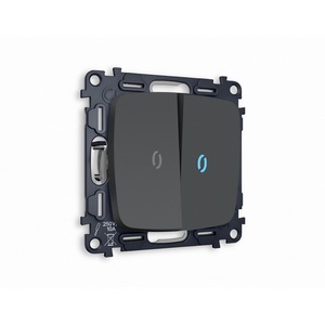 Изображение товара Комплект механизма встраиваемый Ambrella Volt 2-клавишного проходного выключателя с подсветкой 10000K OMEGA MO904040 Графит мягкое касание QUANT