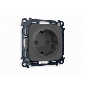 Изображение товара Комплект механизма встраиваемый Ambrella Volt электрической розетки OMEGA MO907010 Графит мягкое касание с заземлением и шторками 2P+E 16A-250V QUANT