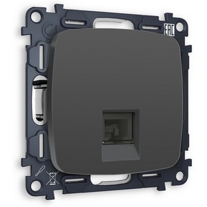 Изображение товара Комплект механизма встраиваемый Ambrella Volt компьютерной розетки OMEGA MO912010 Графит мягкое касание RJ-45(8P8C) CAT6 с защитной шторкой QUANT