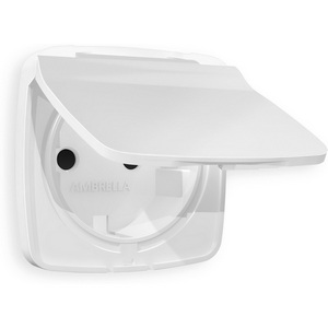 Изображение товара Лицевая панель Ambrella Volt OMEGA (Белый матовый) для электрической розетки с/з со шторками и крышкой IP44 QUANT OP1280