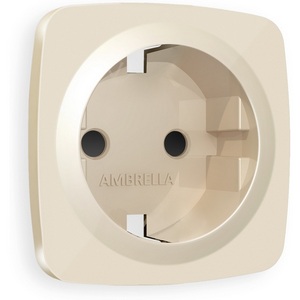 Изображение товара Лицевая панель Ambrella Volt OMEGA (Бежевый глянец) для электрической розетки с заземлением со шторками QUANT OP3070