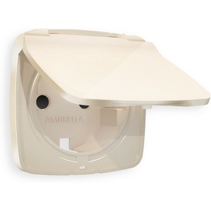 Изображение товара Лицевая панель Ambrella Volt OMEGA (Бежевый глянец) для электрической розетки с заземлением со шторками и крышкой IP44 QUANT OP3080