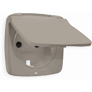 Изображение товара Лицевая панель Ambrella Volt OMEGA (Серо-бежевый матовый) для электрической розетки с/з со шторками и крышкой IP44 QUANT OP3680