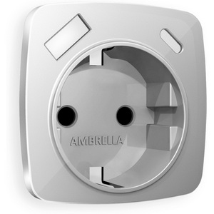 Изображение товара Лицевая панель Ambrella Volt OMEGA (Серебро глянец) для электрической розетки с заземлением со шторками 2USB A+C QUANT OP4100