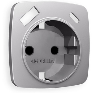Изображение товара Лицевая панель Ambrella Volt OMEGA (Сталь матовый) для электрической розетки с заземлением со шторками 2USB A+C QUANT OP5100