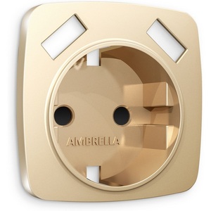 Изображение товара Лицевая панель Ambrella Volt OMEGA (Шампань) для электрической розетки с заземлением со шторками 2USB A+A QUANT OP6090