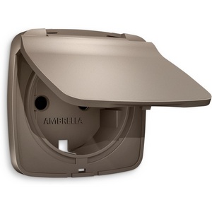 Изображение товара Лицевая панель Ambrella Volt OMEGA (Темная бронза матовый) для электрической розетки с заземлением со шторками и крышкой IP44 QUANT OP6380