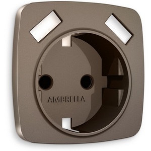 Изображение товара Лицевая панель Ambrella Volt OMEGA (Темная бронза матовый) для электрической розетки с заземлением со шторками 2USB A+A QUANT OP6390