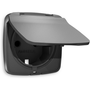 Изображение товара Лицевая панель Ambrella Volt OMEGA (Антрацит серый) для электрической розетки с заземлением со шторками и крышкой IP44 QUANT OP6580