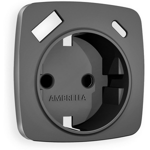 Изображение товара Лицевая панель Ambrella Volt OMEGA (Антрацит серый) для электрической розетки с заземлением со шторками 2USB A+C QUANT OP6600