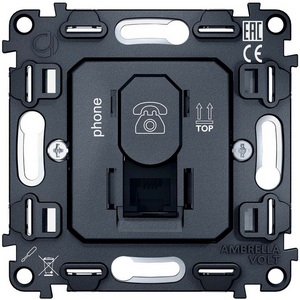 Изображение товара Механизм встраиваемый телефонной розетки Ambrella Volt RJ-11 (4P4C) с автоматической защитной шторкой QUANT VM190