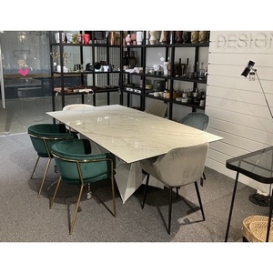 Изображение товара Стол обеденный керамический CT2061-RE-MARMOL/1053 белые ножки 220 x 120 x 75 Angel Cerda 179716