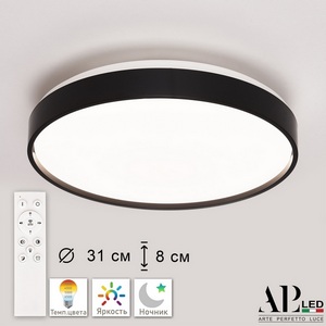 Изображение товара Потолочный светильник круглый светодиодный с пультом APL LED Toscana 3315.XM302-2-328/18W Black
