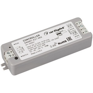Изображение товара Контроллер SMART-K21-MIX (12-24V, 2x5A, 2.4G) (Arlight, IP20 Пластик, 5 лет) 025031