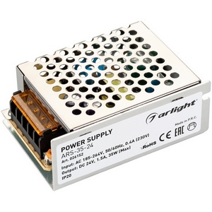 Изображение товара Блок питания ARS-35-24 (24V, 1.5A, 35W) (Arlight, IP20 Сетка) 026152