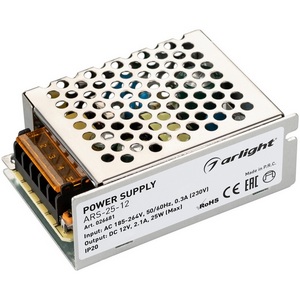 Изображение товара Блок питания ARS-25-12 (12V, 2.1A, 25W) (Arlight, IP20 Сетка) 026681