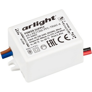 Изображение товара Блок питания ARJ-KE21300-PFC-TRIAC-A (6.3W, 300mA) (Arlight, IP44 Пластик) 028276