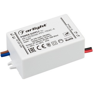 Изображение товара Блок питания ARJ-KE50300-PFC-TRIAC-A (15W, 300mA) (Arlight, IP44 Пластик) 028279