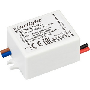 Изображение товара Блок питания 220V ARJ-KE40200 (8W, 200mA, PFC) (Arlight, IP44 Пластик) 028395