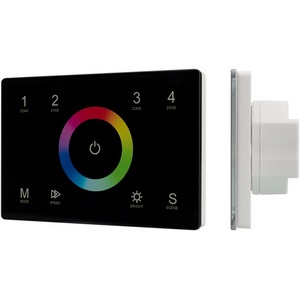 Изображение товара Панель Sens SMART-P83-RGB Black (230V, 4 зоны, 2.4G) (Arlight, IP20 Пластик, 5 лет) 028403