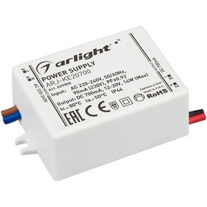 Изображение товара Блок питания ARJ-KE20700 (14W, 700mA, PFC) (Arlight, IP44 Пластик) 029058