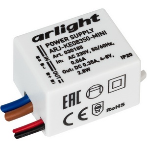 Изображение товара Блок питания ARJ-KE08350-MINI (2.8W, 350mA) (Arlight, IP20 Пластик) 030188
