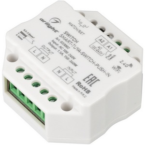 Изображение товара Контроллер-выключатель SMART-TUYA-SWITCH-PUSH-IN (230V, 1.5A, WiFi, 2.4G) (Arlight, IP20 Пластик, 5 лет) 033002