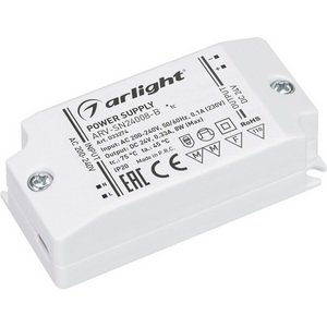 Изображение товара Блок питания ARV-SN24008-B (24V, 0.33A, 8W) (Arlight, IP20 Пластик) 033274