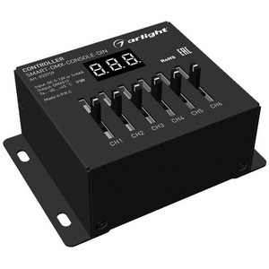 Изображение товара Контроллер SMART-DMX-CONSOLE-DIN (5-12V, 6CH, XLR3) (Arlight, IP20 Металл, 5 лет) 033759