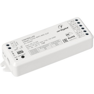 Изображение товара Контроллер SMART-TUYA-WIFI-MIX-SUF (12-36V, 2x5A, 2.4G) (Arlight, IP20 Пластик, 5 лет) 034501