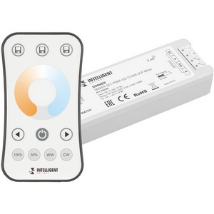 Изображение товара INTELLIGENT Диммер SMART-SET-PWM-102-72-MIX-SUF White (12-24V, 2x5A, ПДУ RING 10кн, 2.4G) (IARL, IP20 Пластик, 5 лет) 036184