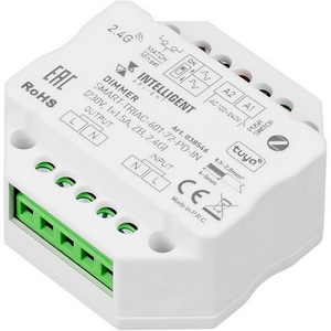 Изображение товара INTELLIGENT ARLIGHT Диммер SMART-TRIAC-601-72-PD-IN (230V, 1x1.5A, ZB, 2.4G) (IARL, IP20 Пластик, 5 лет) 038546